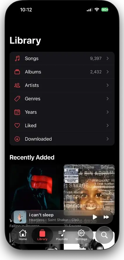 Songstress mobile library available for offline playback